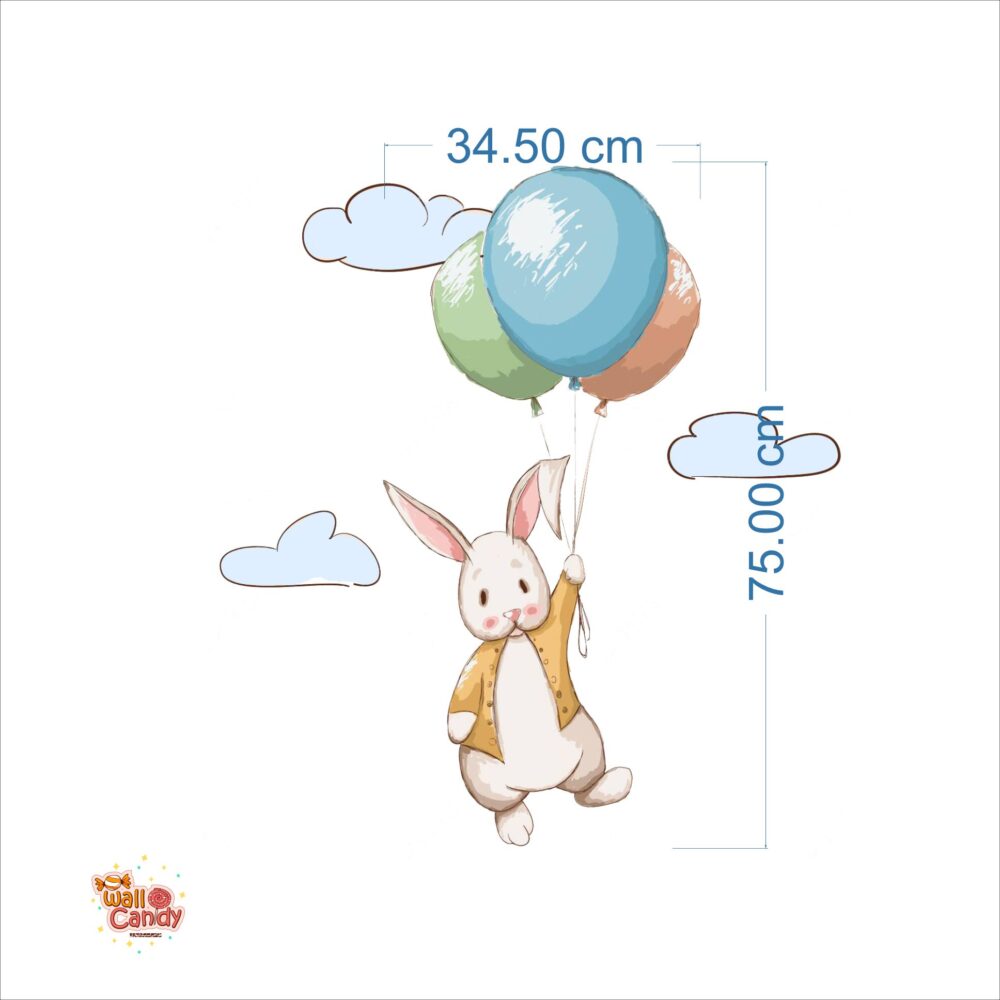 برچسب دیواری خرگوش سه بادکنک کد 1423 - Image 3