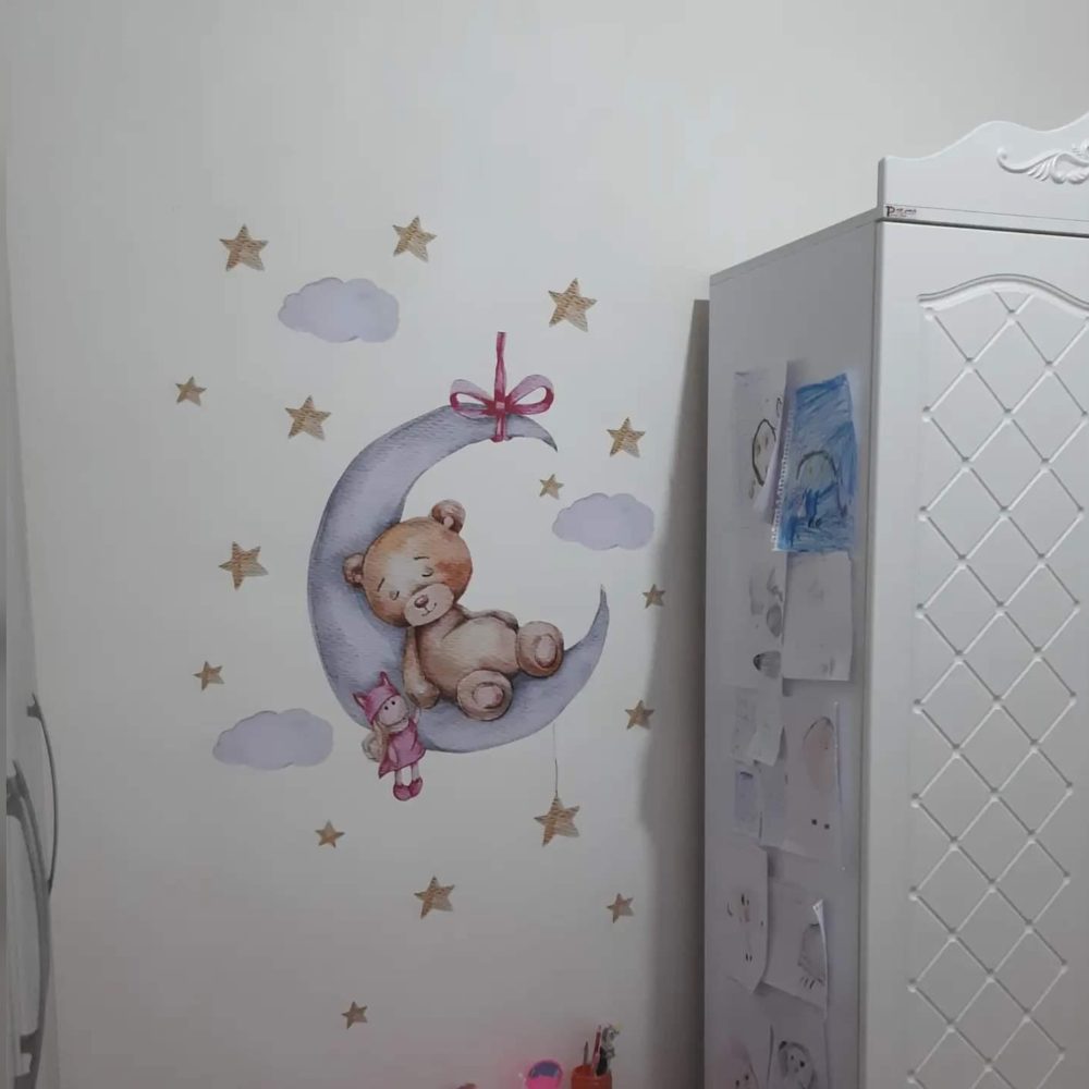 برچسب دیواری تدی دختر روی ماه کد 1464 - Image 6