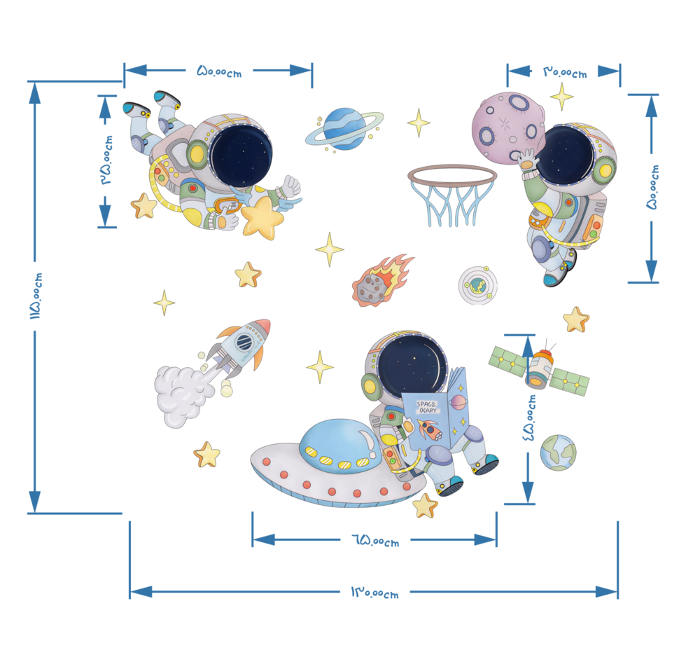 برچسب دیواری پسر فضانورد کد 1748