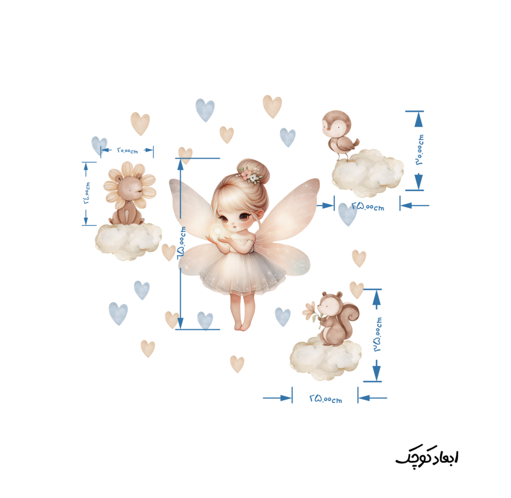 برچسب دیواری گوی و فرشته کد 1751