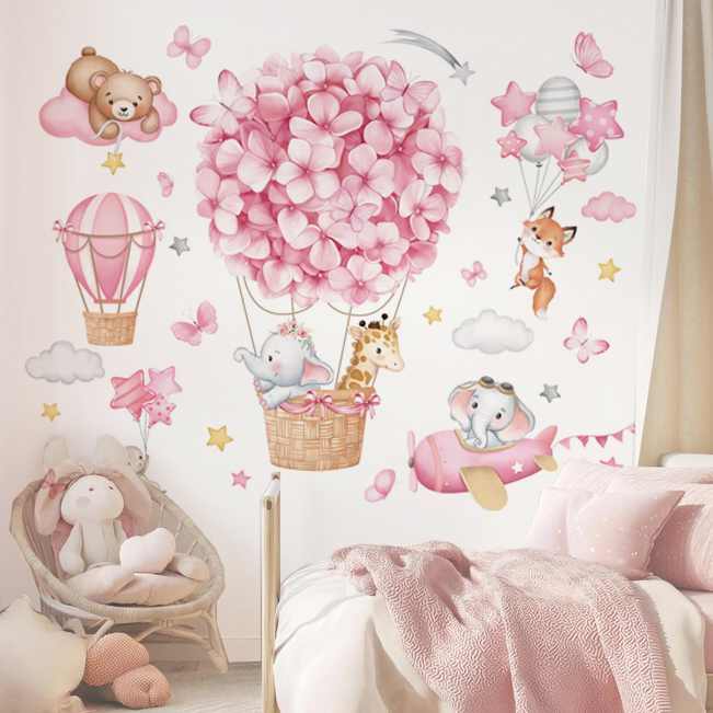 برچسب دیواری طرح پرواز صورتی