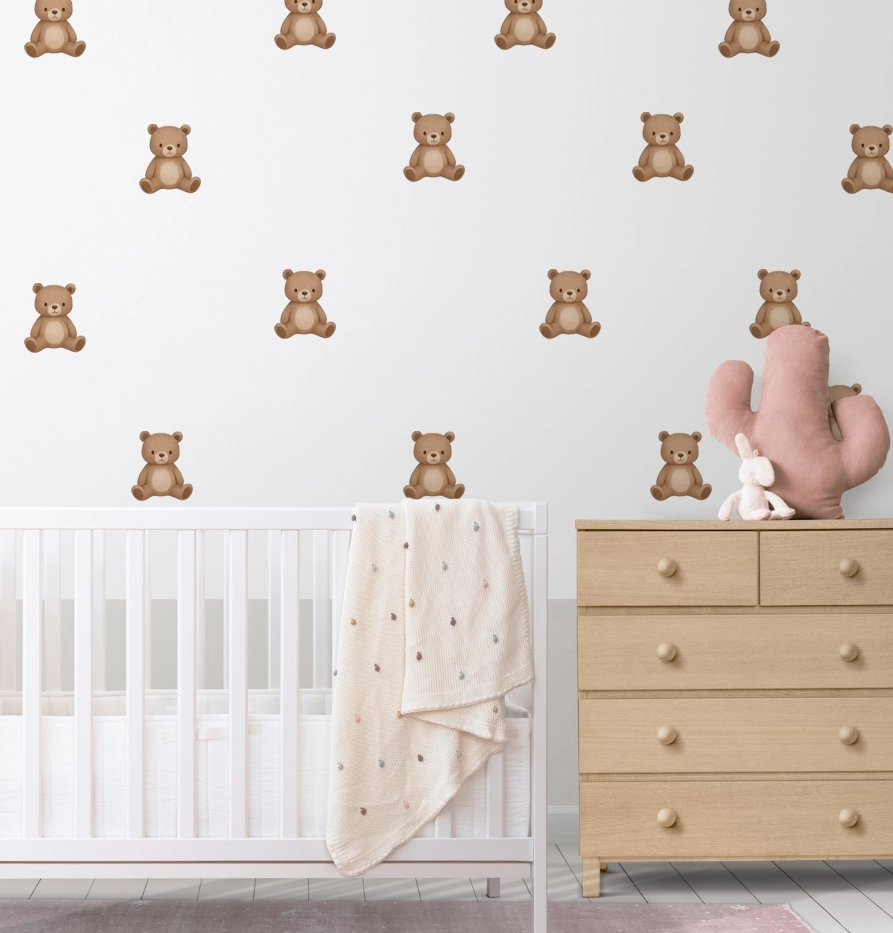 برچسب دیواری طرح پترن تدی