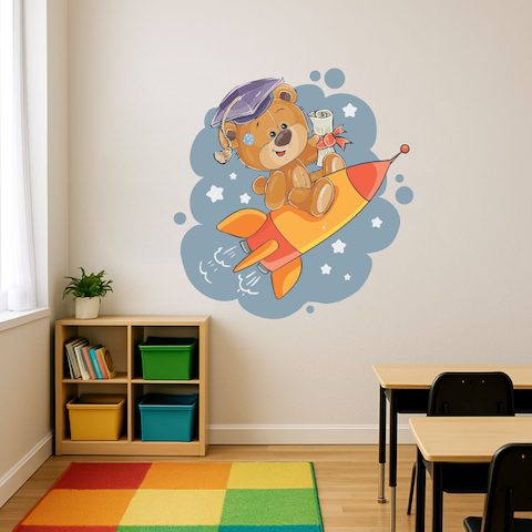 برچسب دیواری خرس و موشک